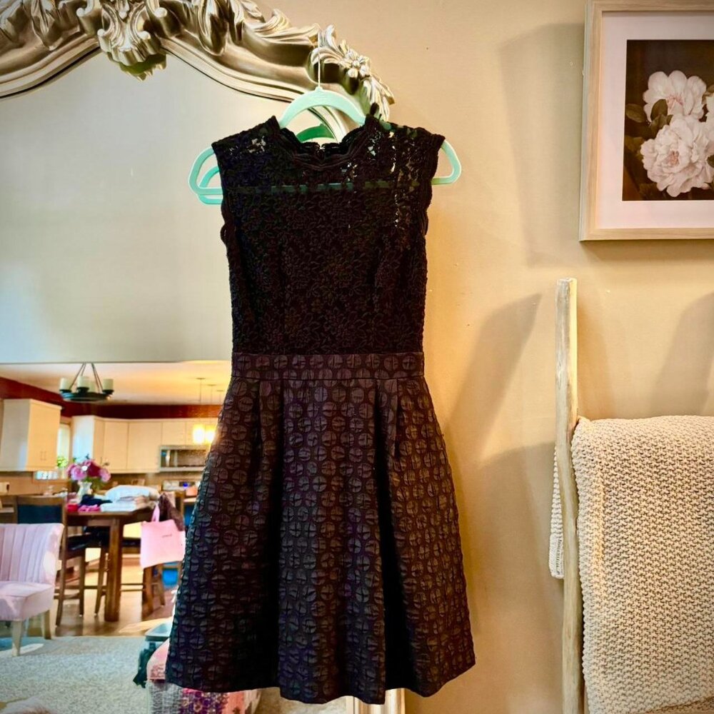 Cynthia Steffe White/Black Eyelet Lace Dress